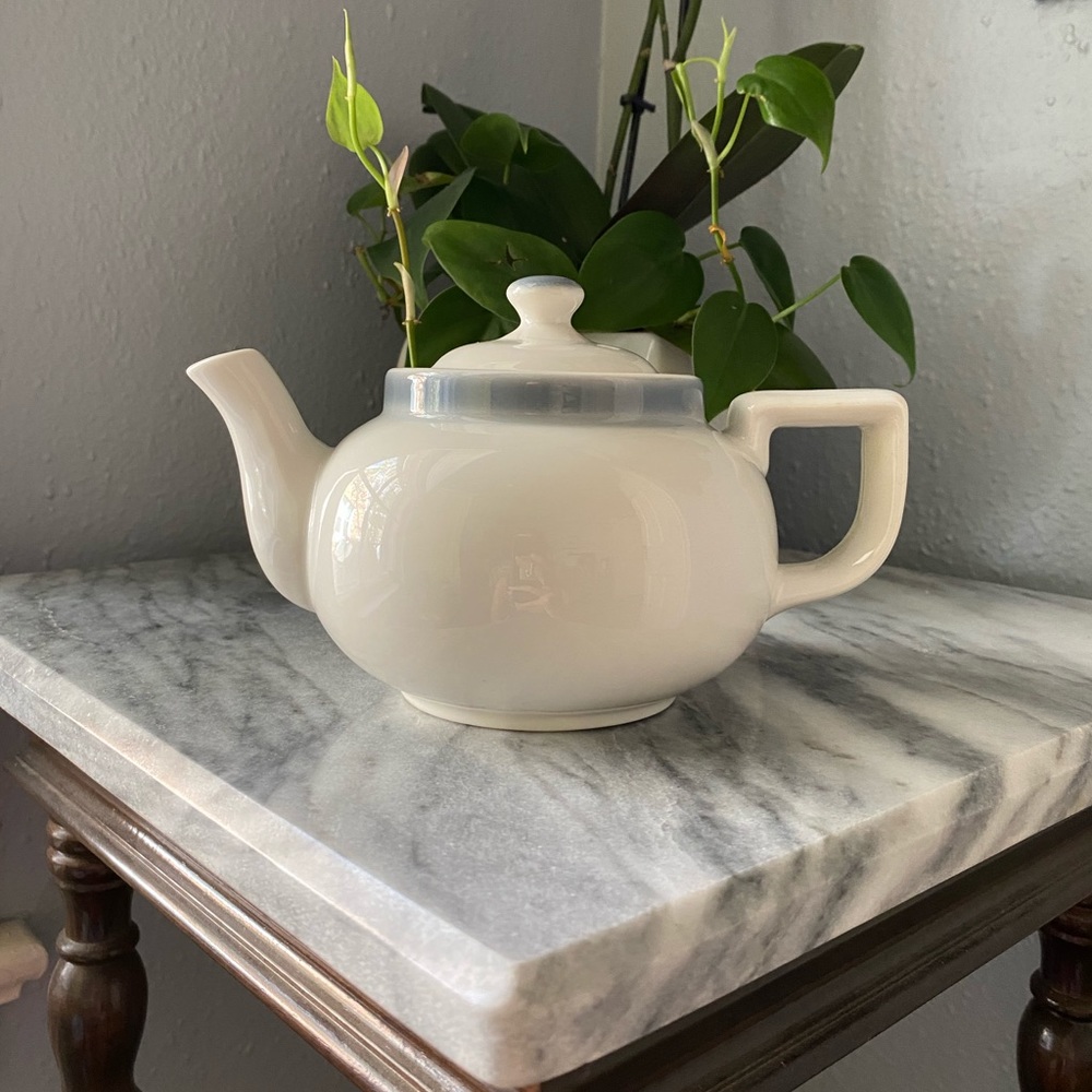 Gray and white teapot Walker China Vitrified Ohio